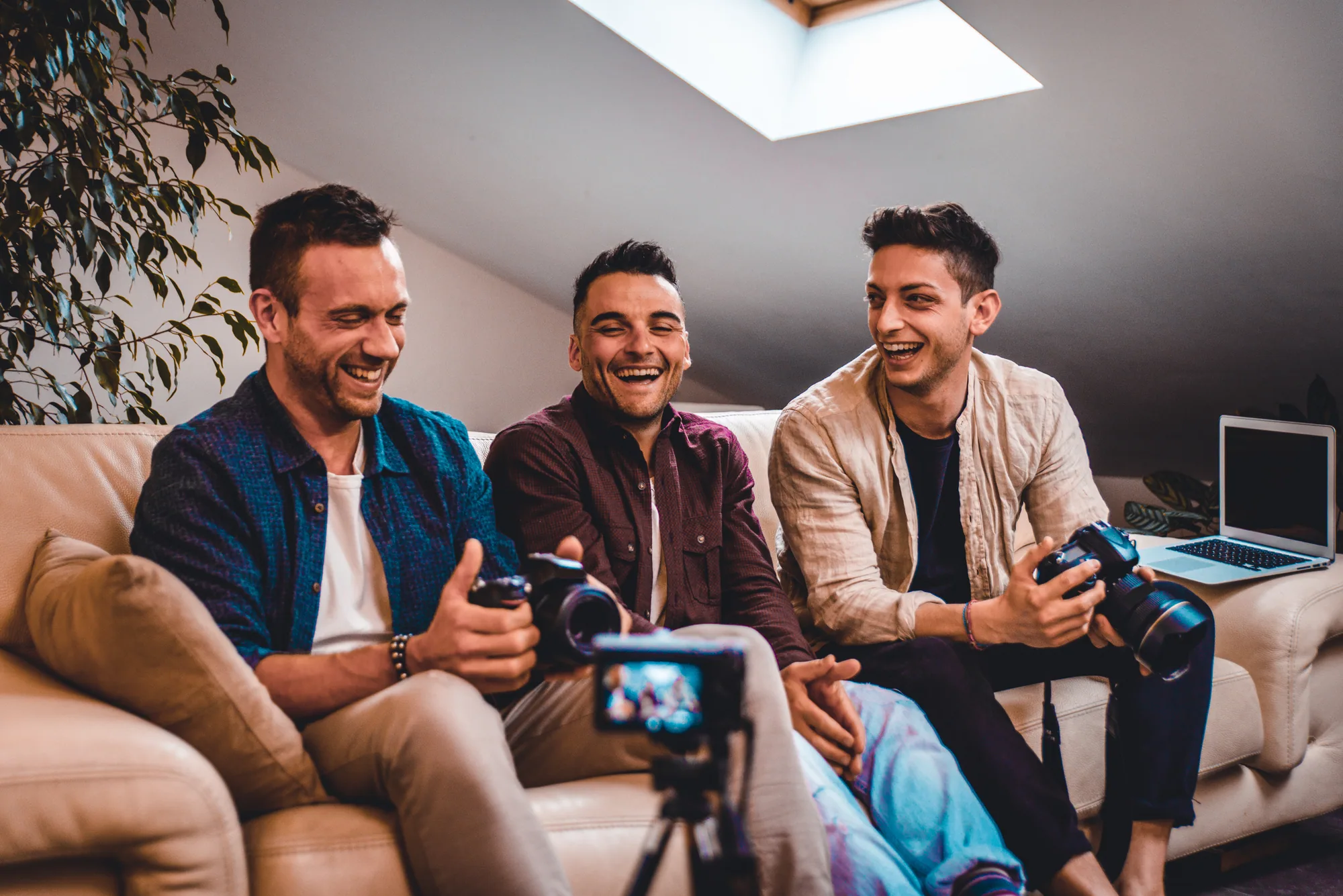 Content creators recording a video podcast
