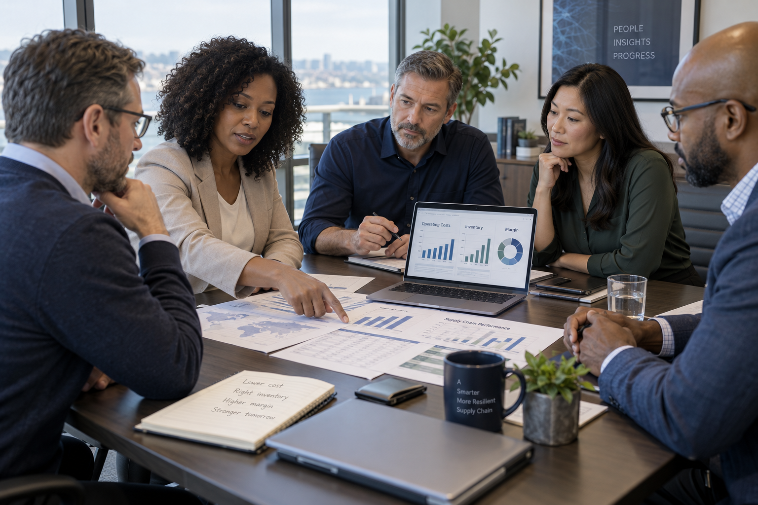 Advisor and business owner reviewing operating costs