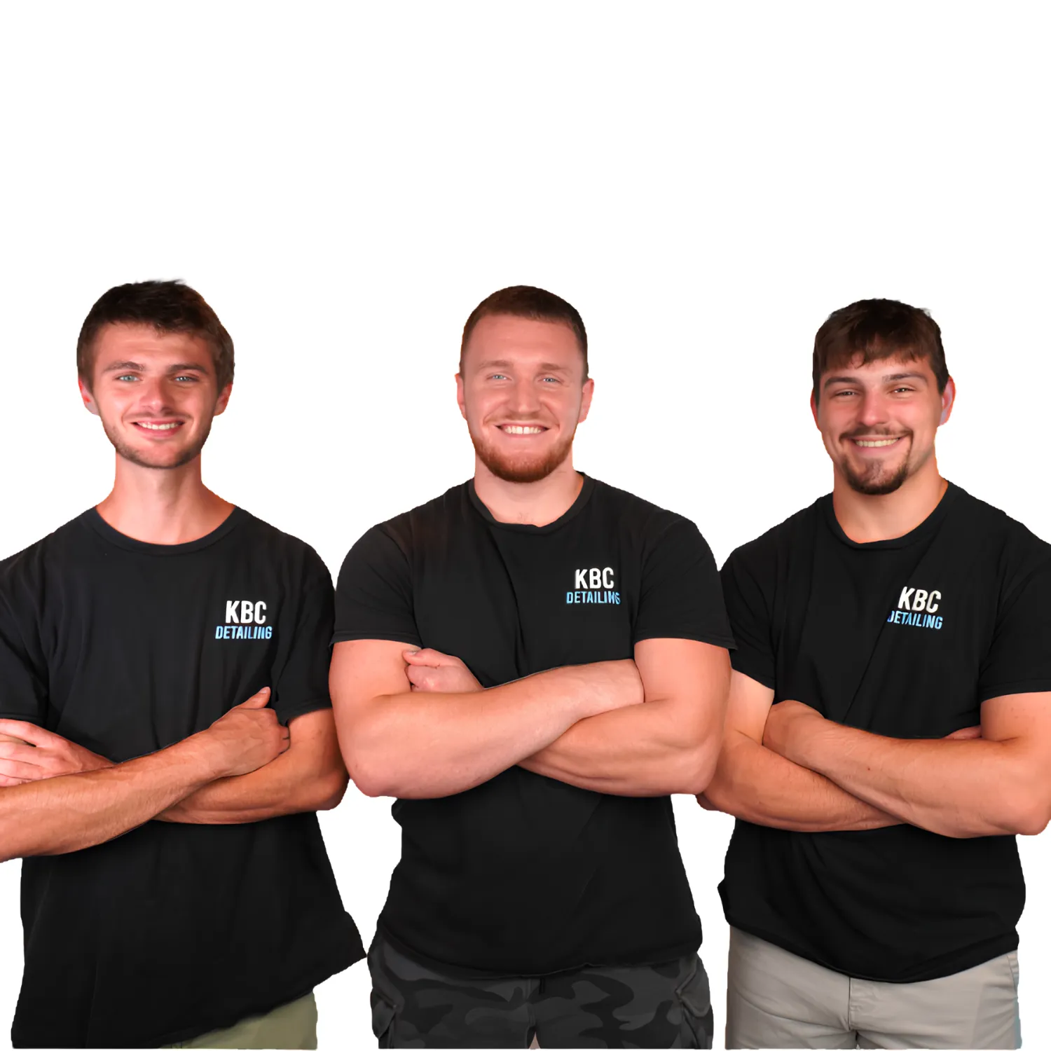 KBC Auto Detailing team, three detailers in KBC Detailing shirts