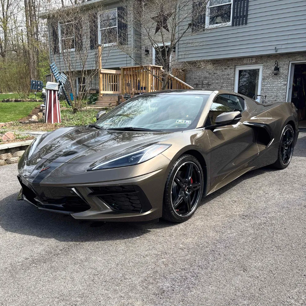Bronze Chevrolet Corvette with a deep gloss after ceramic coating