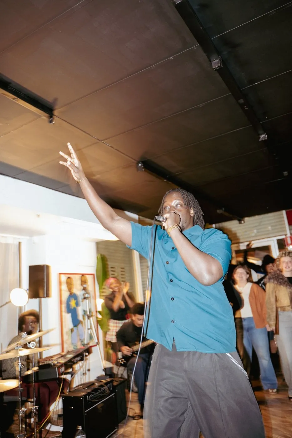 A group of TROU artists and friends together at the space