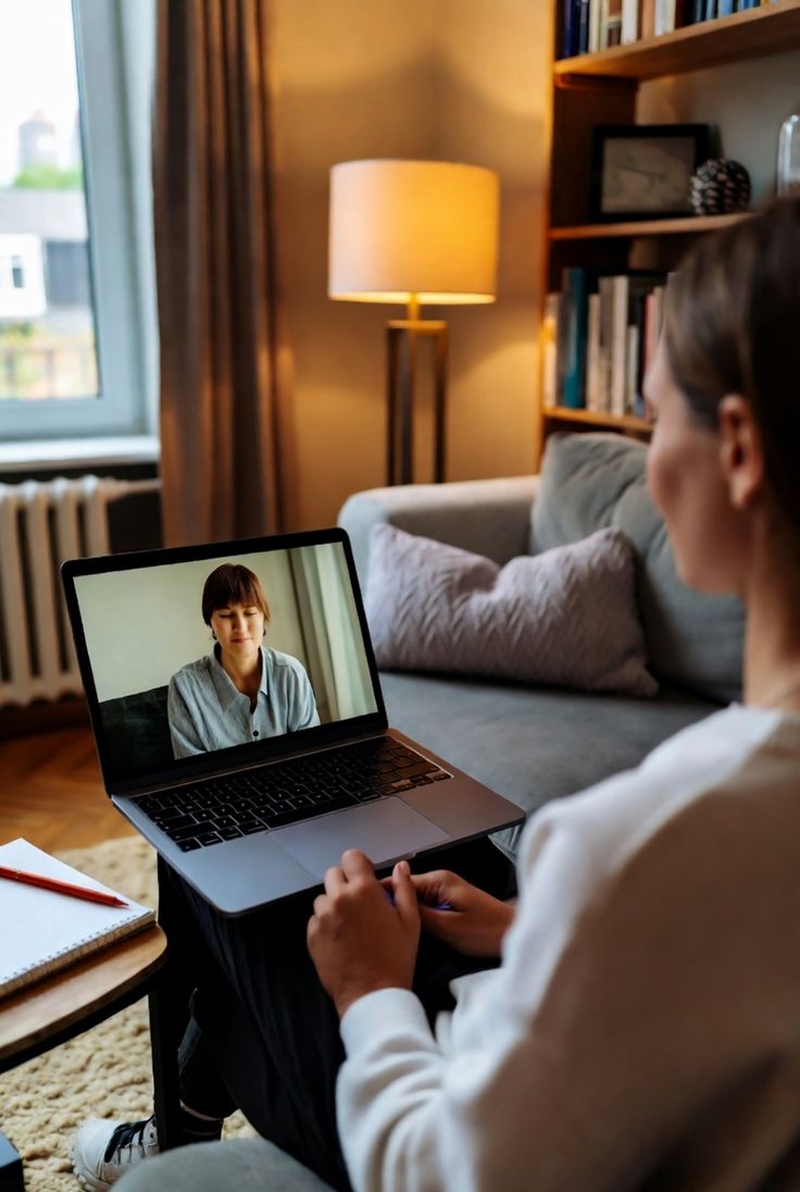 A patient on a video visit with her provider