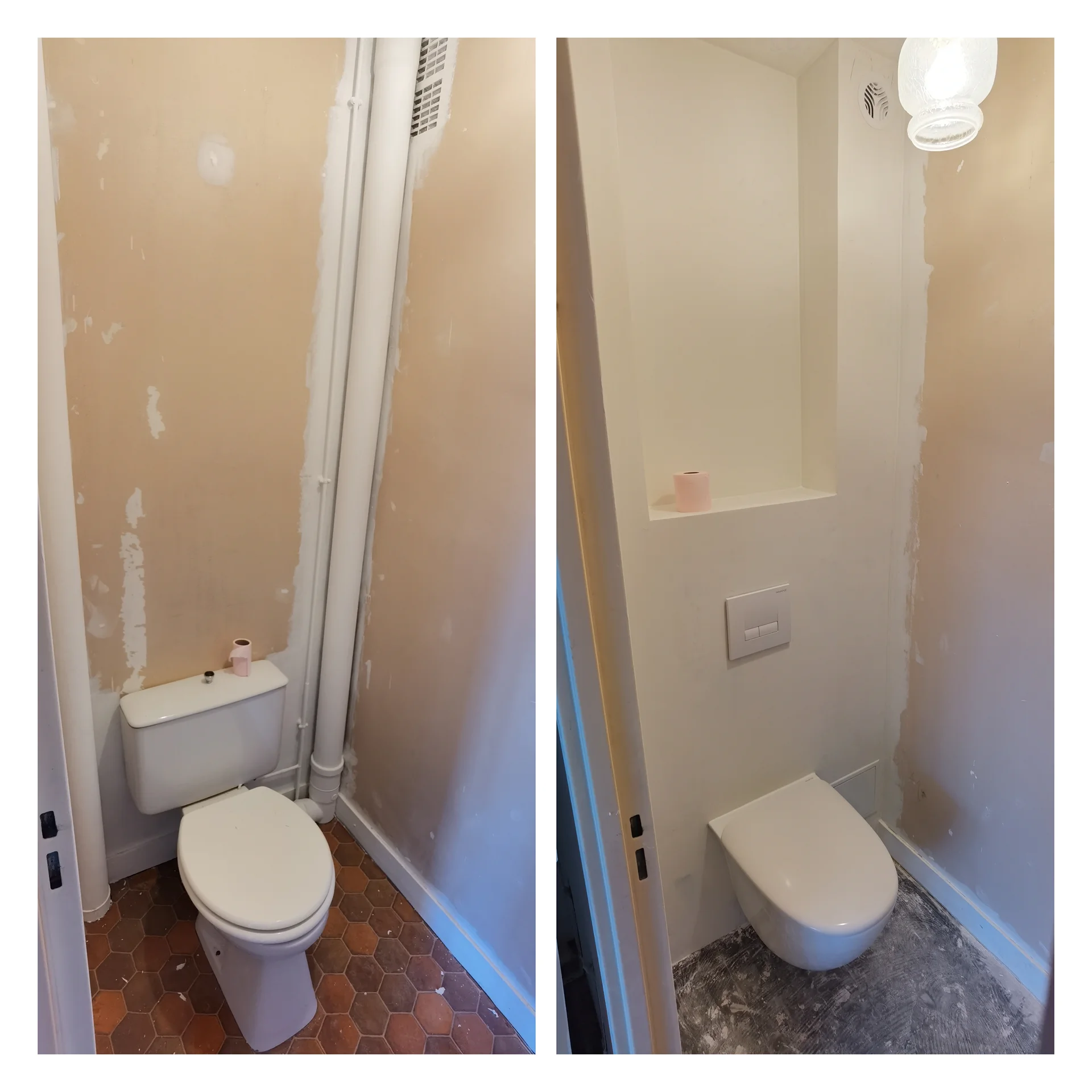 WC avant et après rénovation par Entreprise Griffon