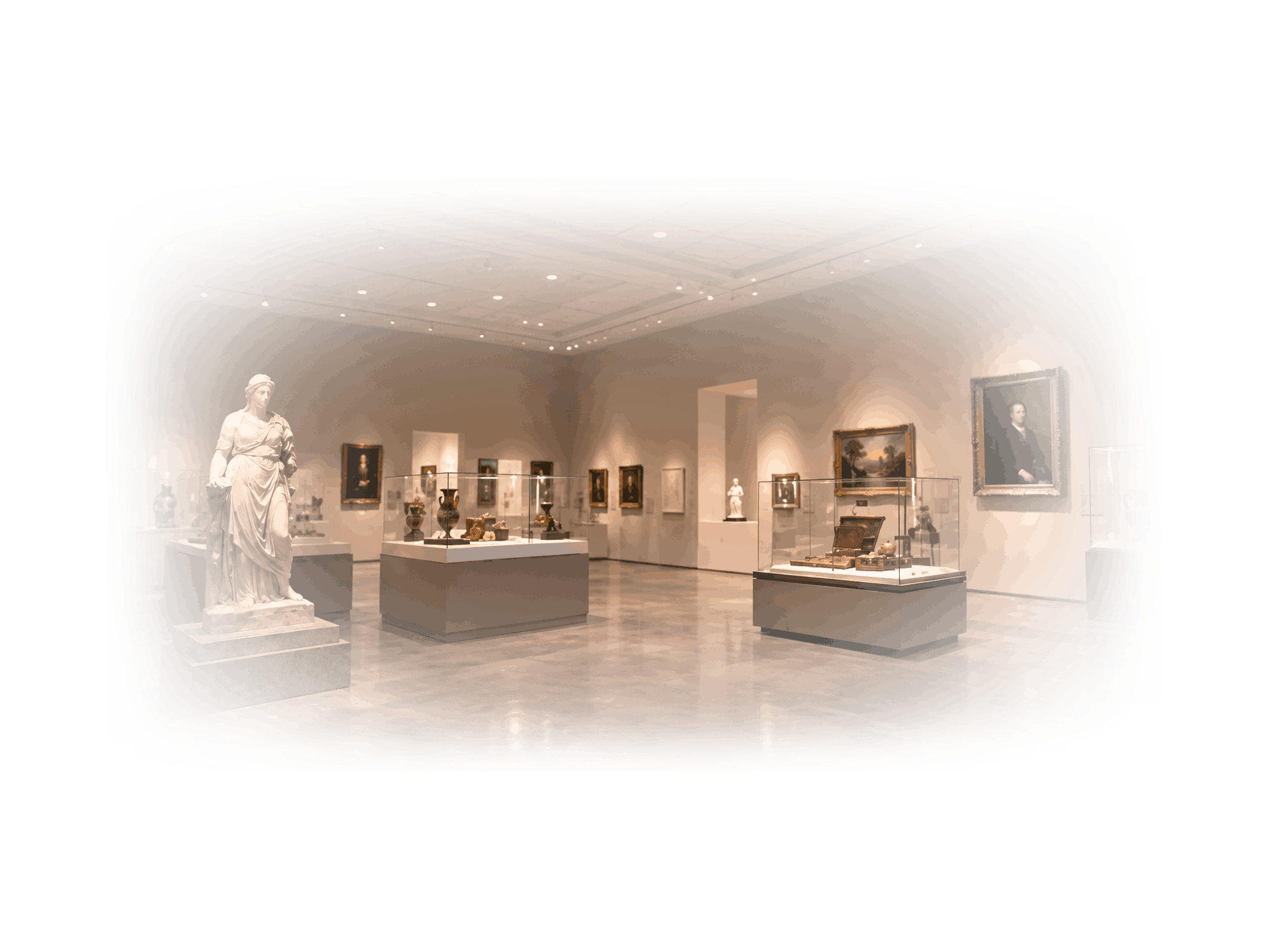 Renton Focus 20 suspended directional loudspeaker in a museum gallery