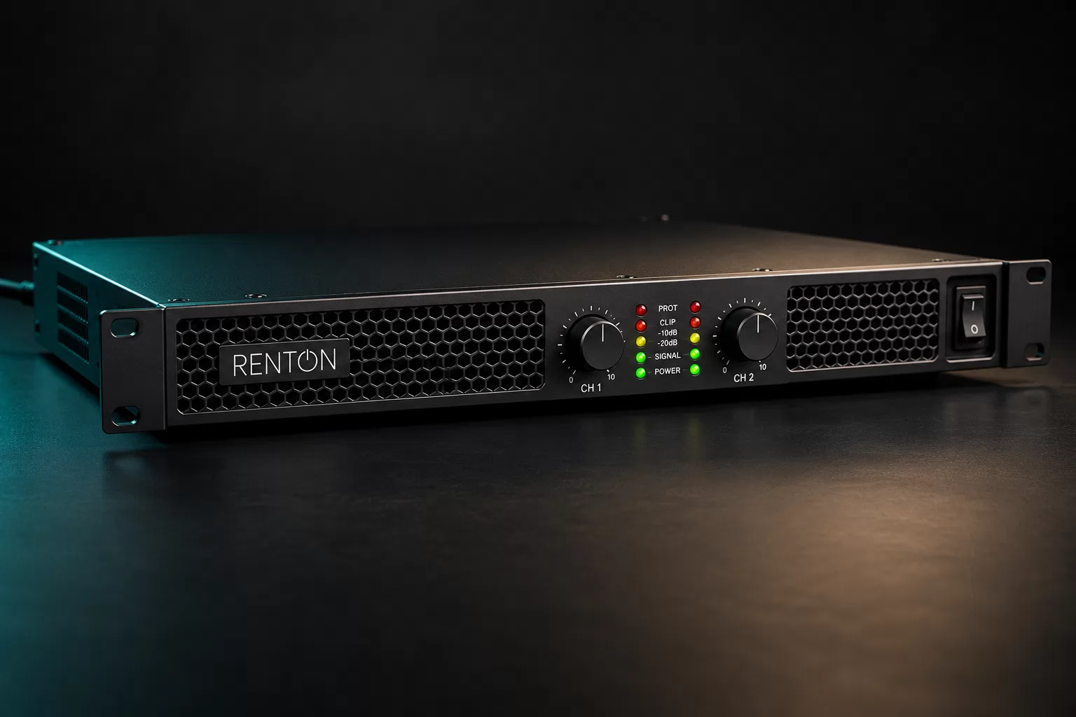 Renton rack power amplifier for fixed installations