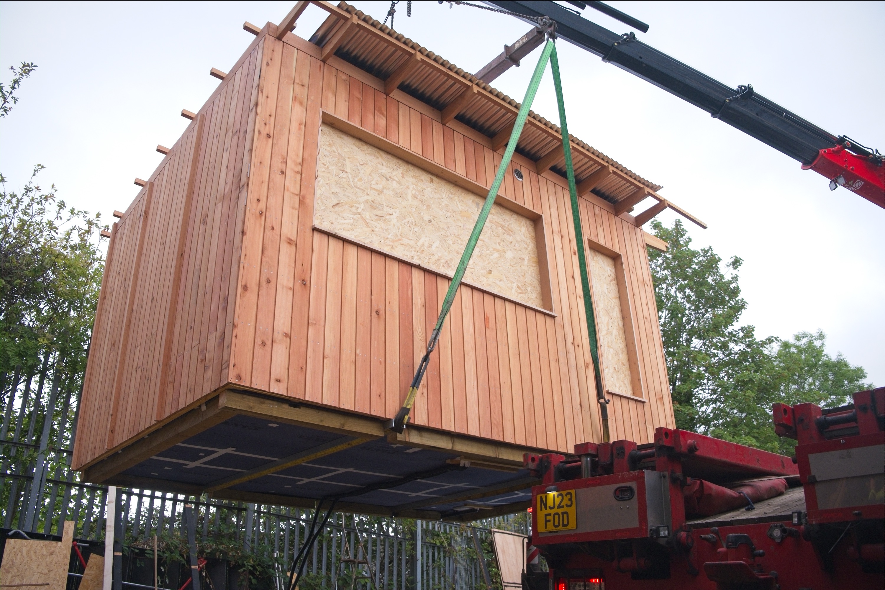 Prefabricated timber sauna built off-site by Methodworks