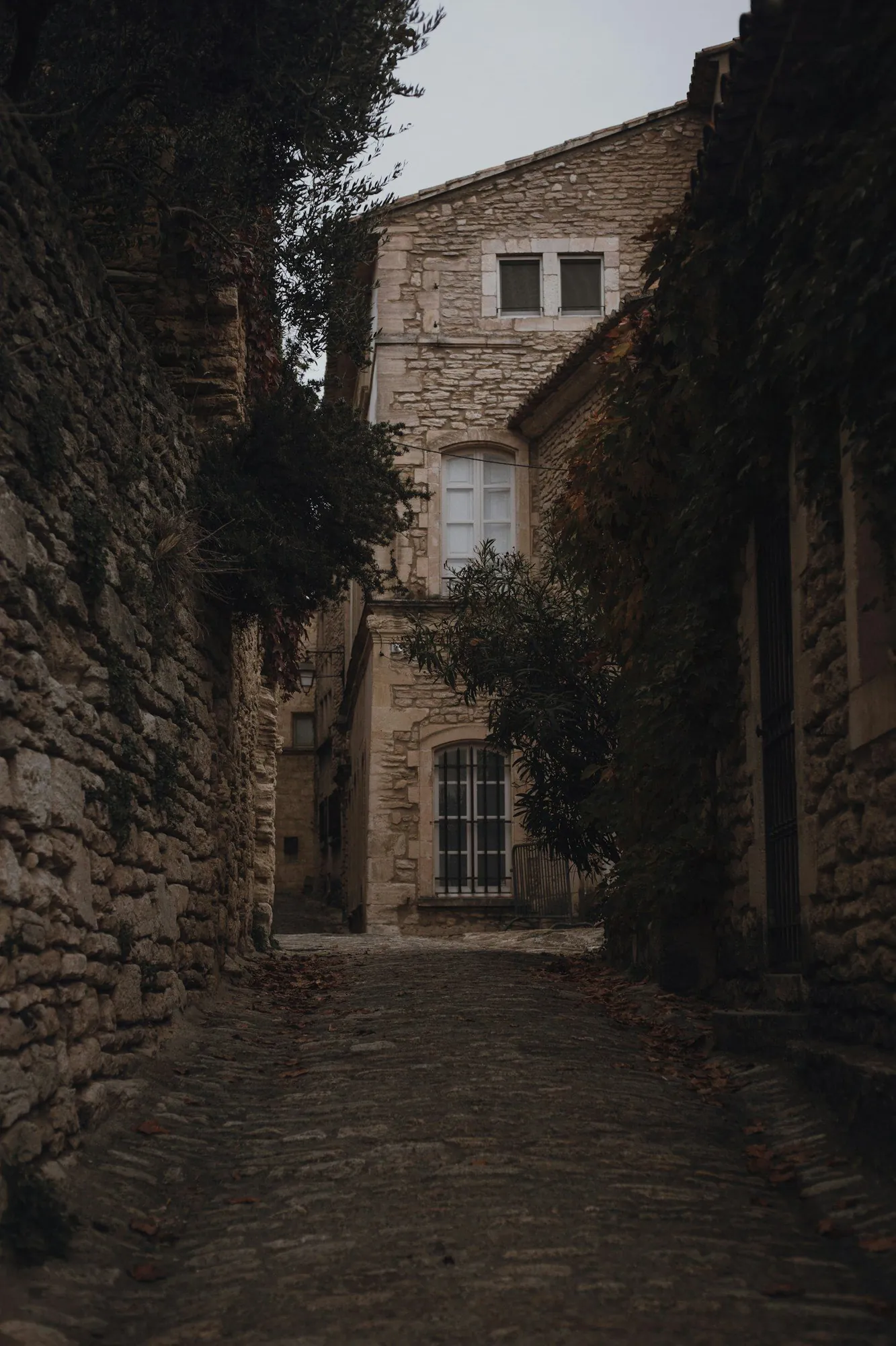 A stone lane in a coastal village