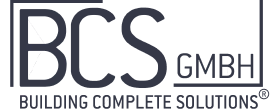 Logo von Building Complete Solutions GmbH mit stilisierten Buchstaben bcs und dem Firmennamen darunter.