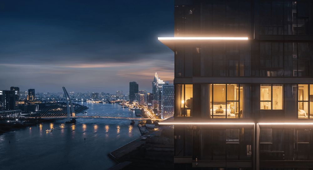 Các tháp JW Marriott của Grand Marina về đêm