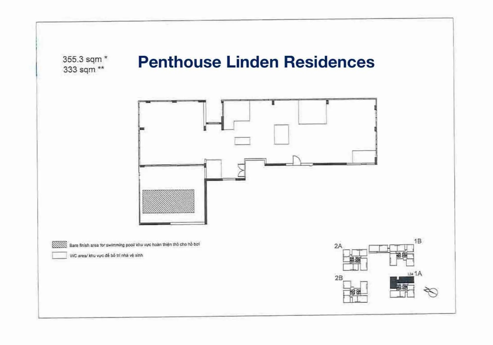 Mặt bằng căn Penthouse Linden Residences