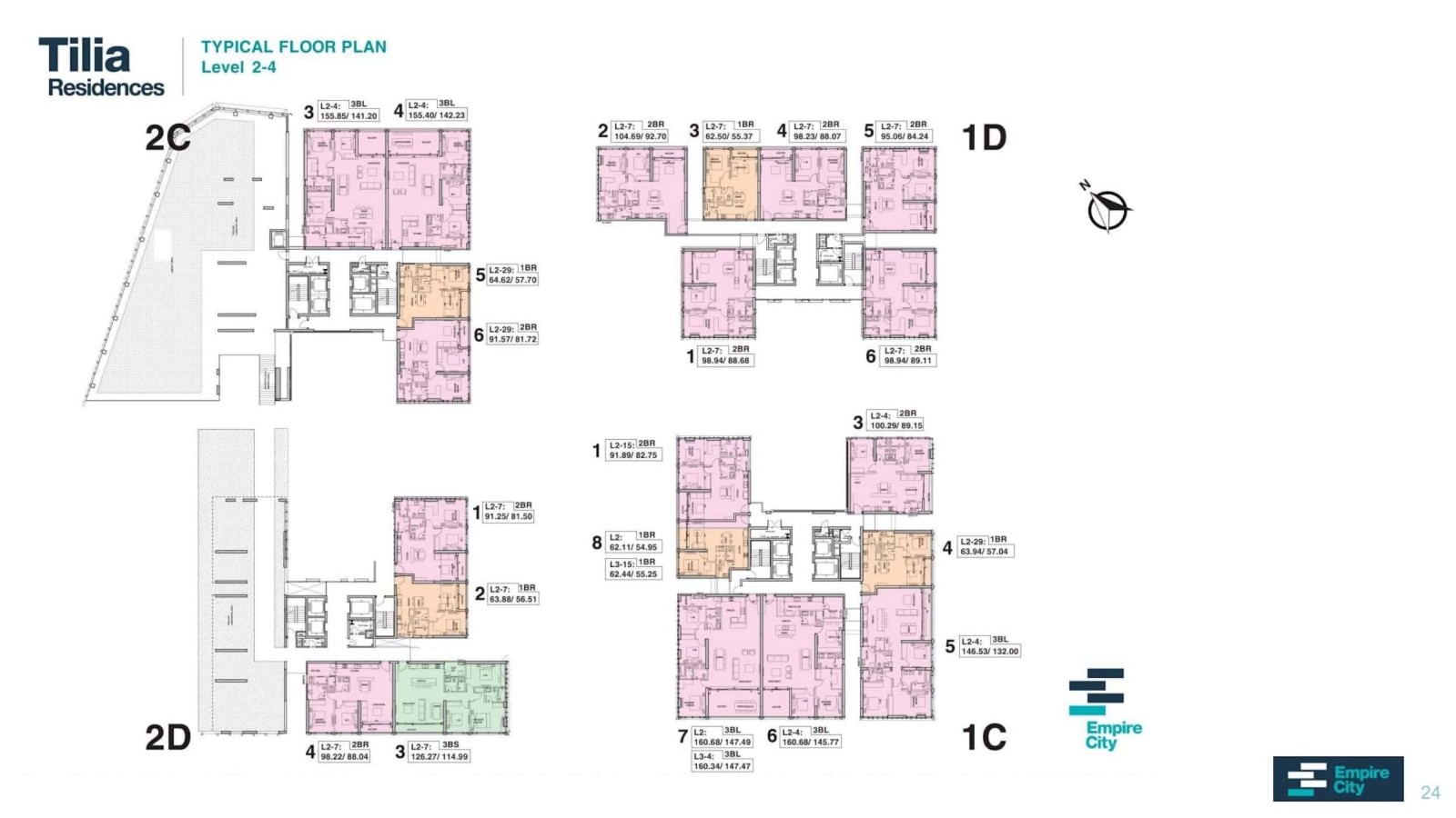 Mặt bằng tầng 2–4 Tilia Residences