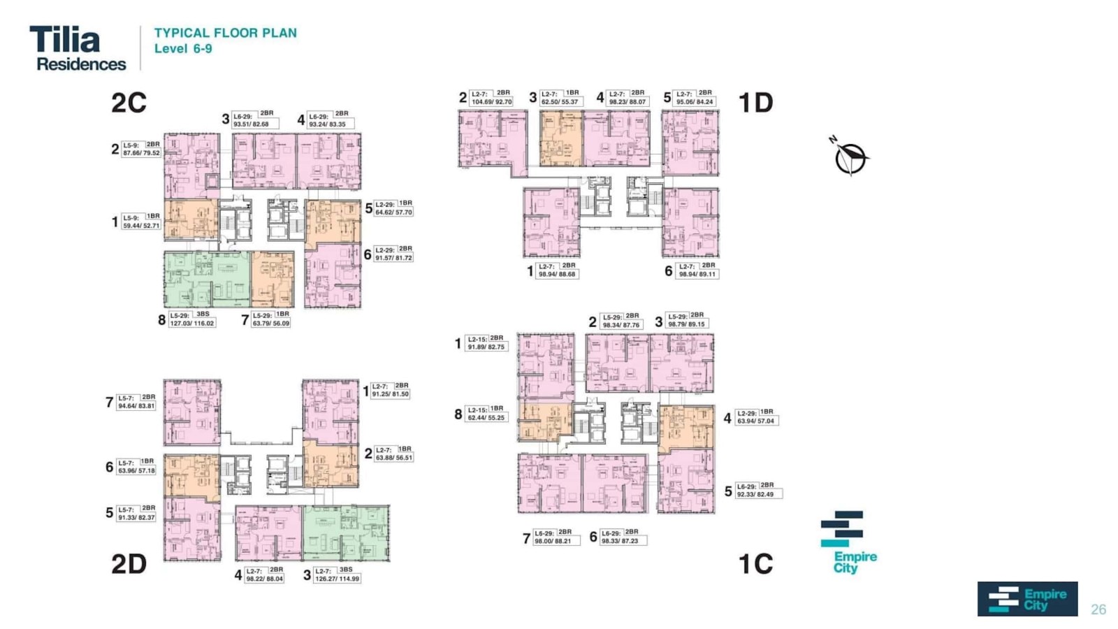 Mặt bằng tầng 6–9 Tilia Residences