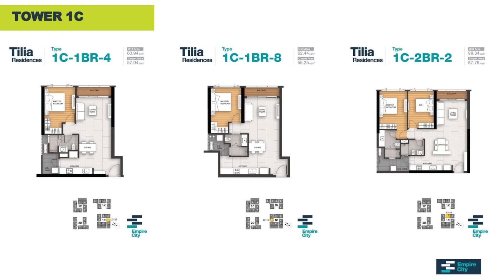 Mặt bằng căn 1PN Tilia Residences