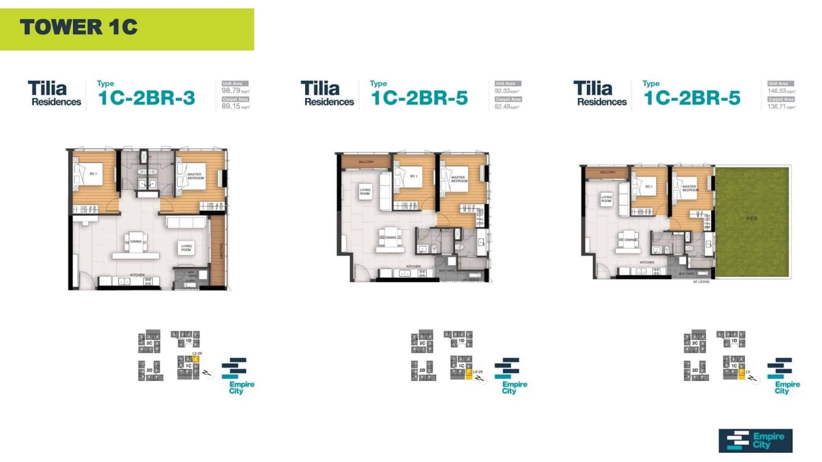 Mặt bằng căn 2PN Tilia Residences