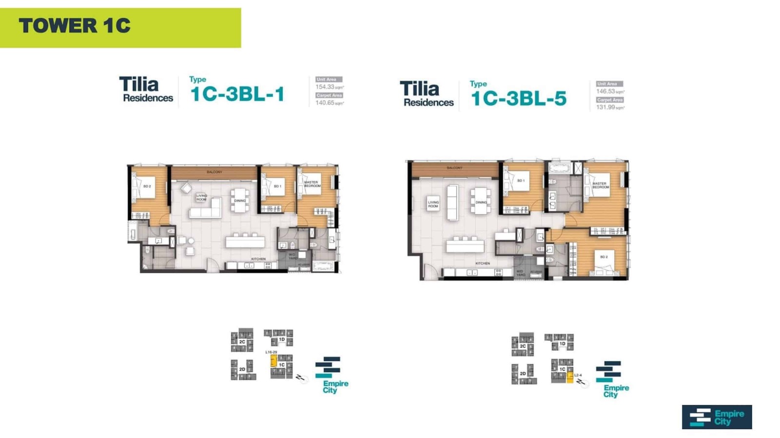 Mặt bằng căn 3PN Tilia Residences
