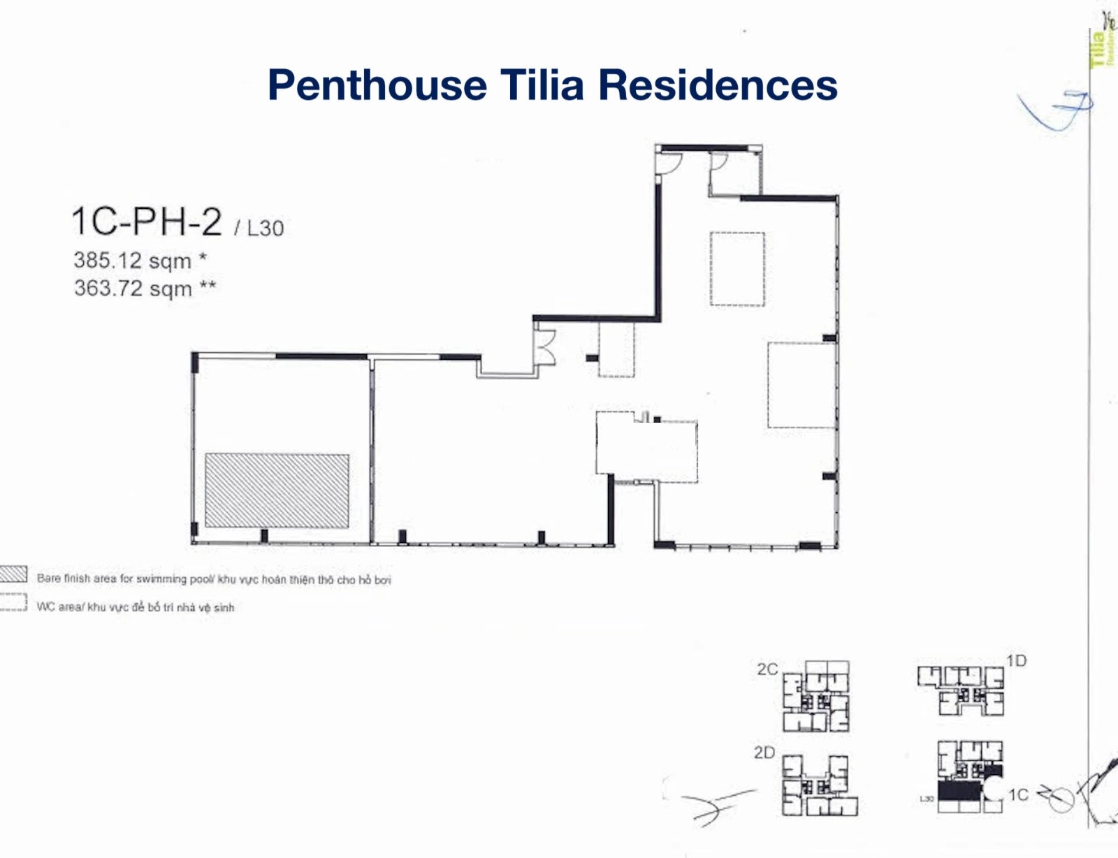 Mặt bằng căn Penthouse Tilia Residences
