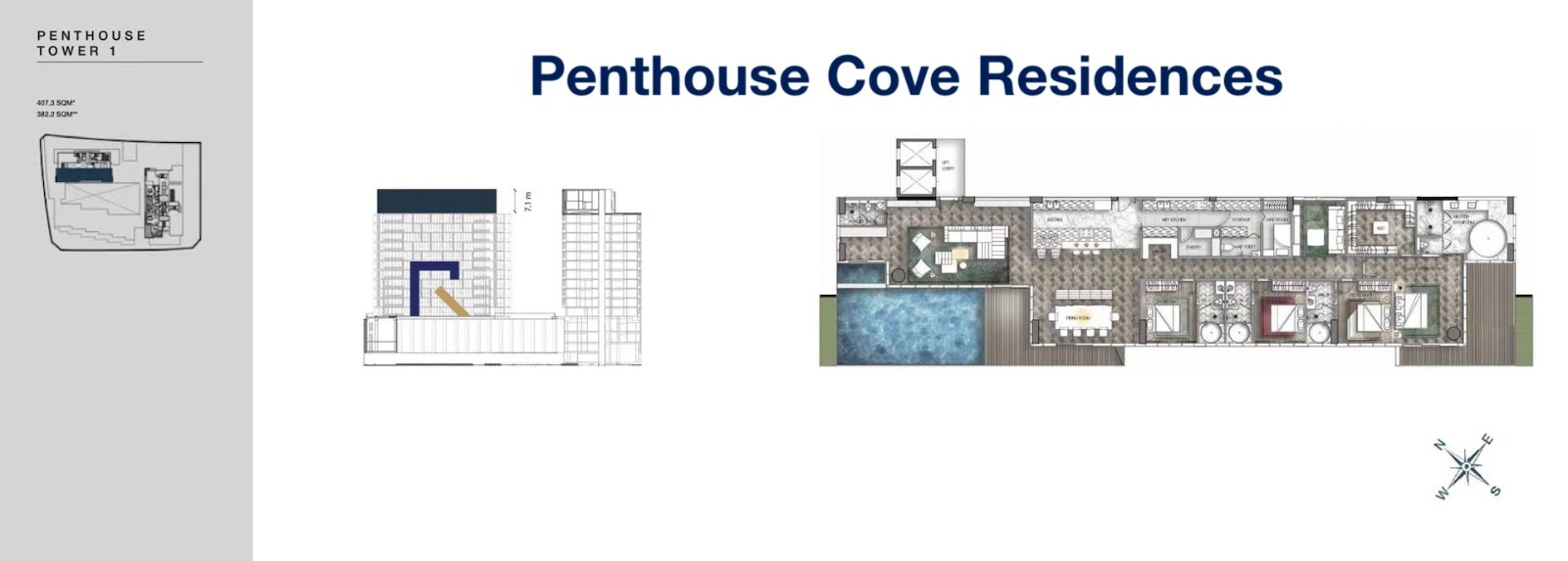 Mặt bằng căn Penthouse Cove Residences