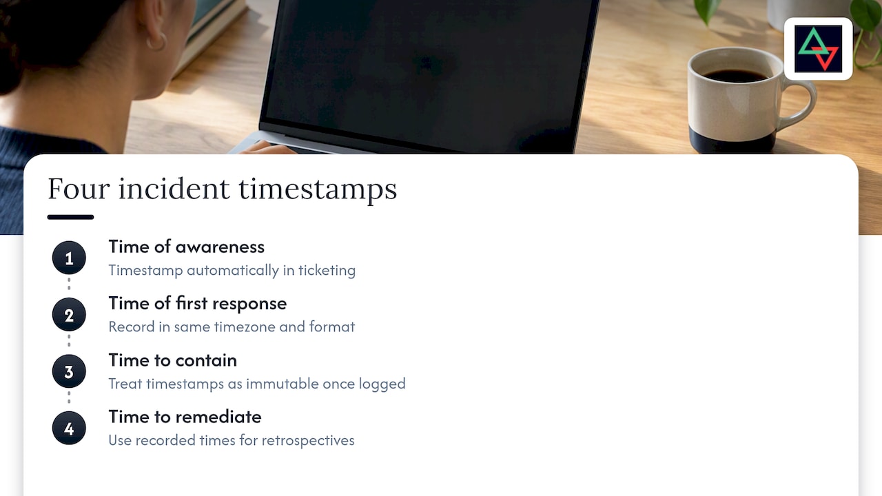 Four incident timeline milestones from awareness to resolution