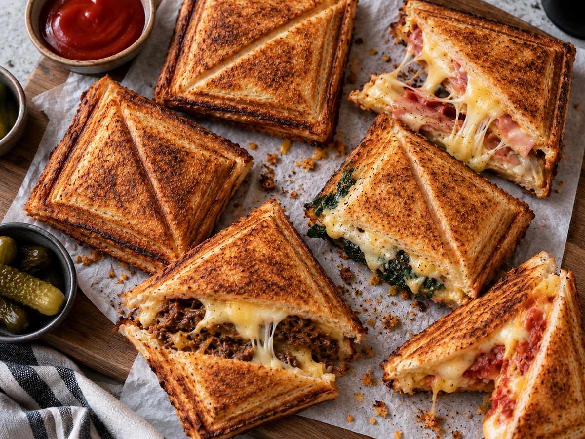 Uncle Jaff's toasted jaffles with melted cheese