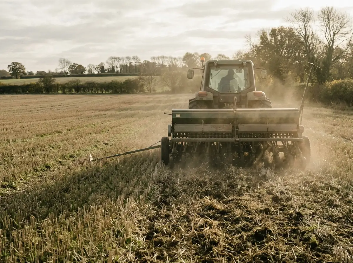 Cover crop emerging between crop rows