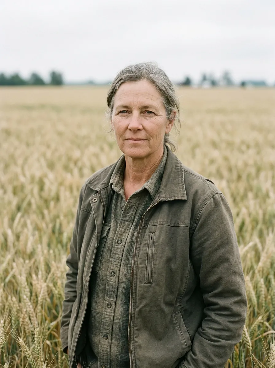 Márta Kovács in her wheat field
