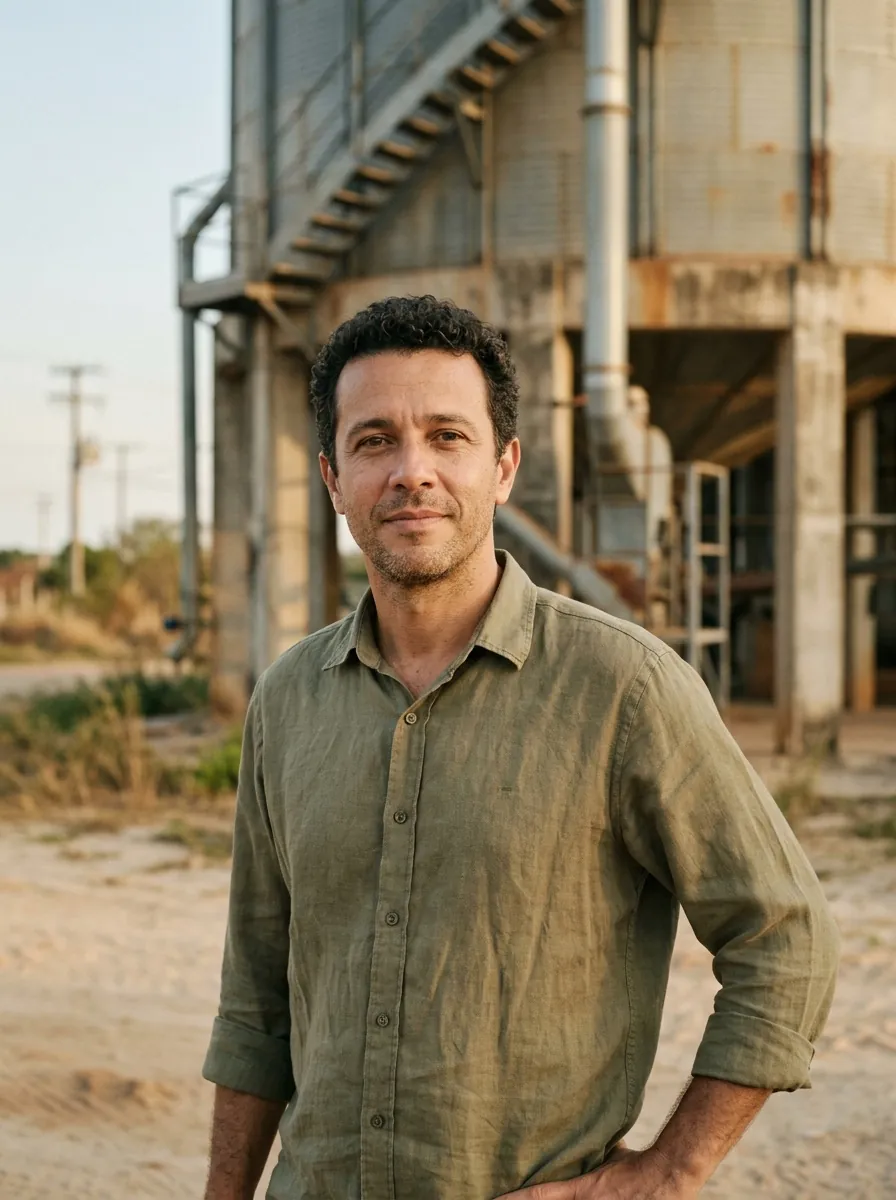 Lucas Ferreira at a soy farm