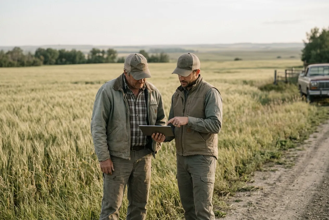 Grower reviewing a credit payout on a tablet