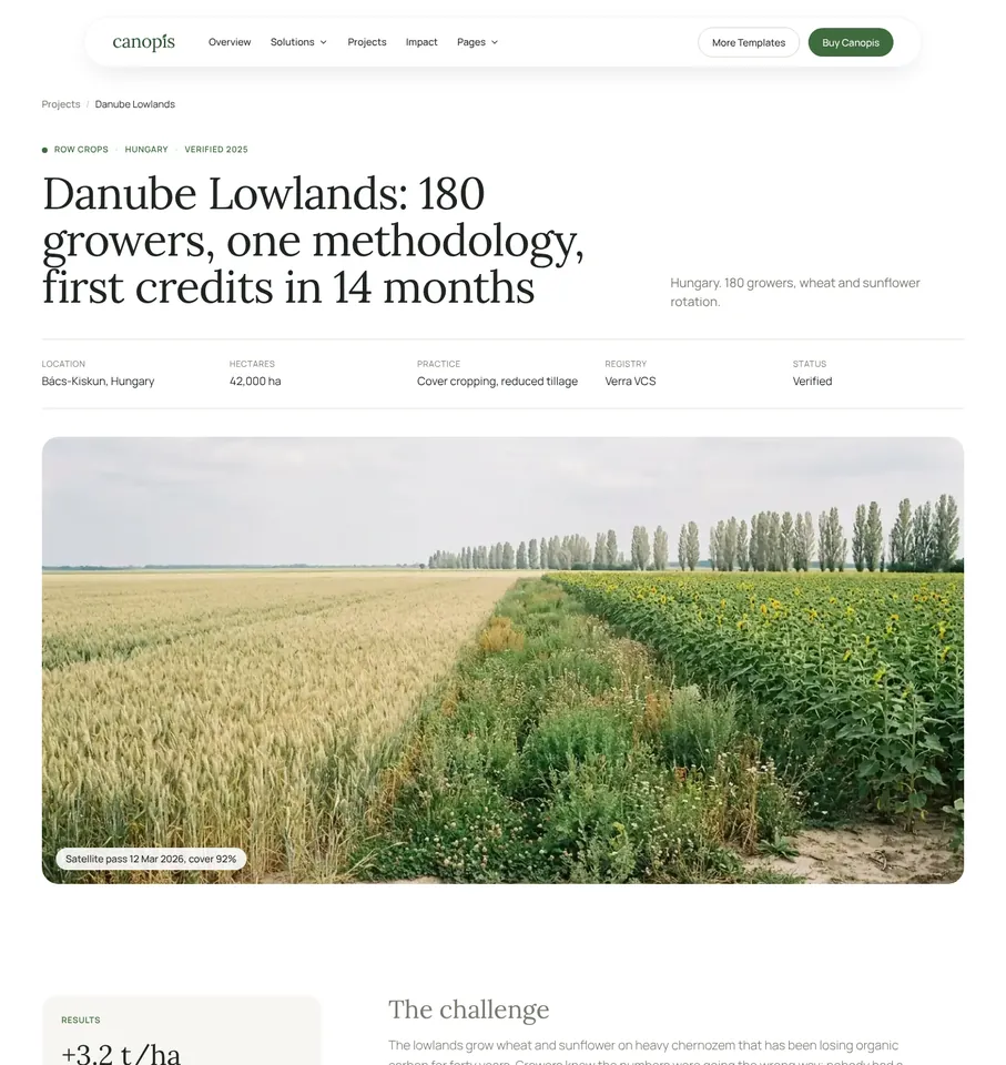 Canopis project detail CMS page preview