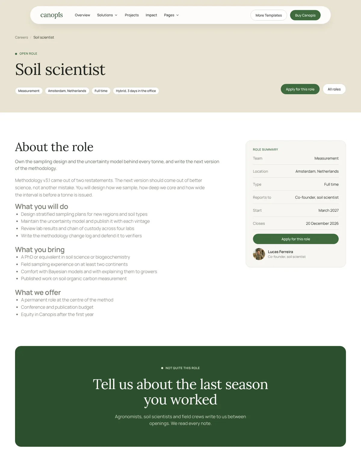 Canopis Career Detail page preview