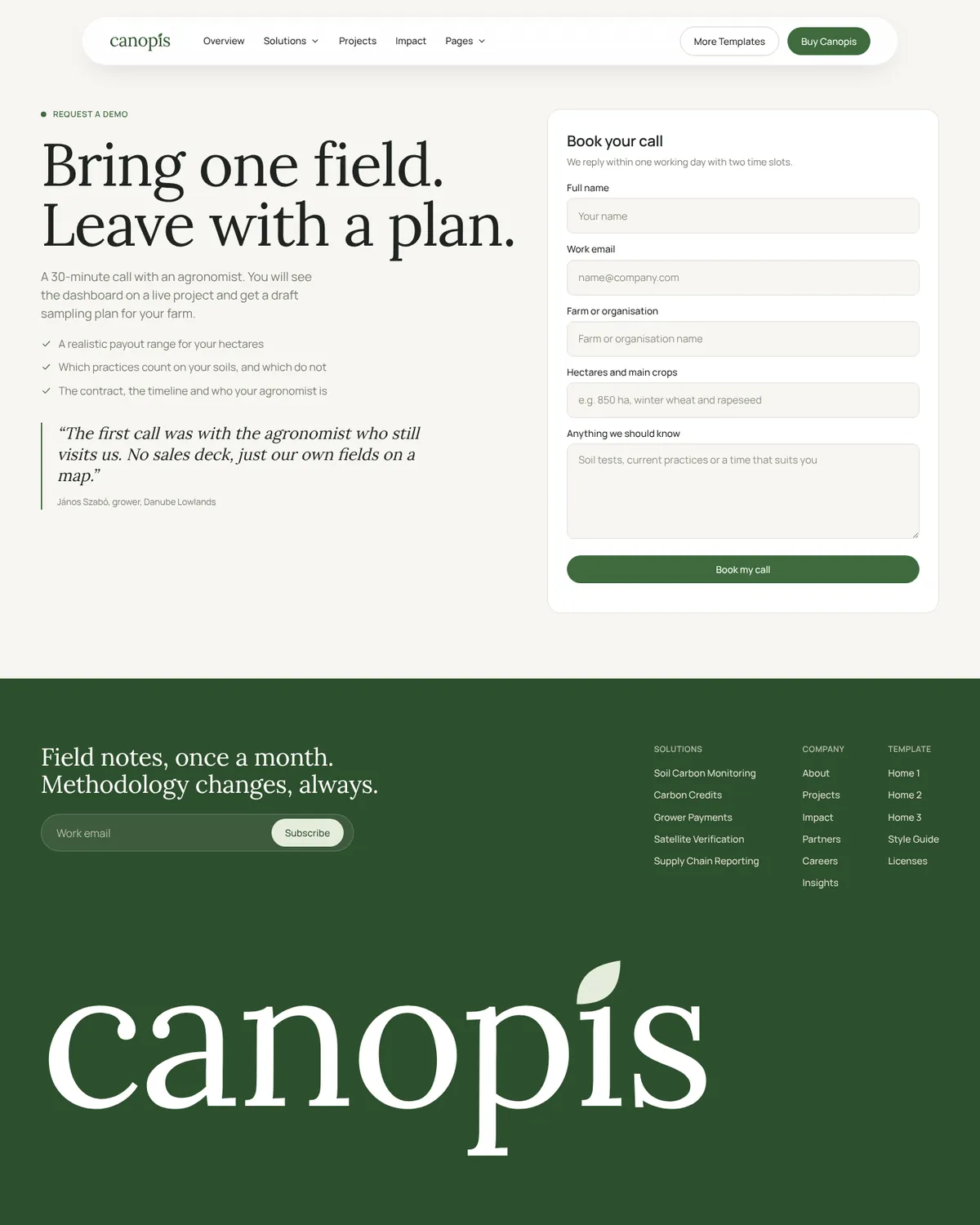 Canopis Request a Demo page preview