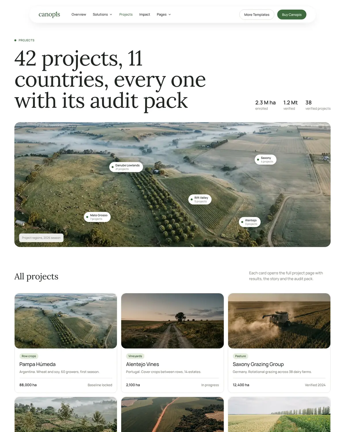 Canopis Projects page preview
