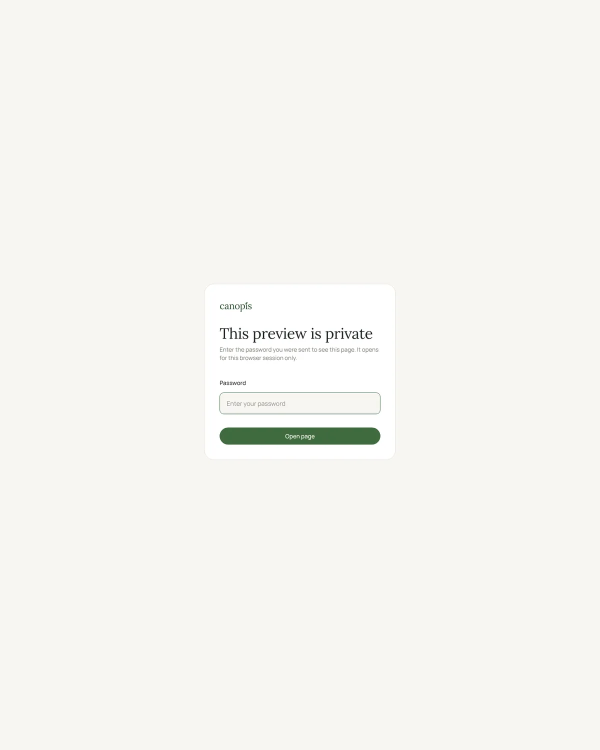Canopis Password Protected page preview
