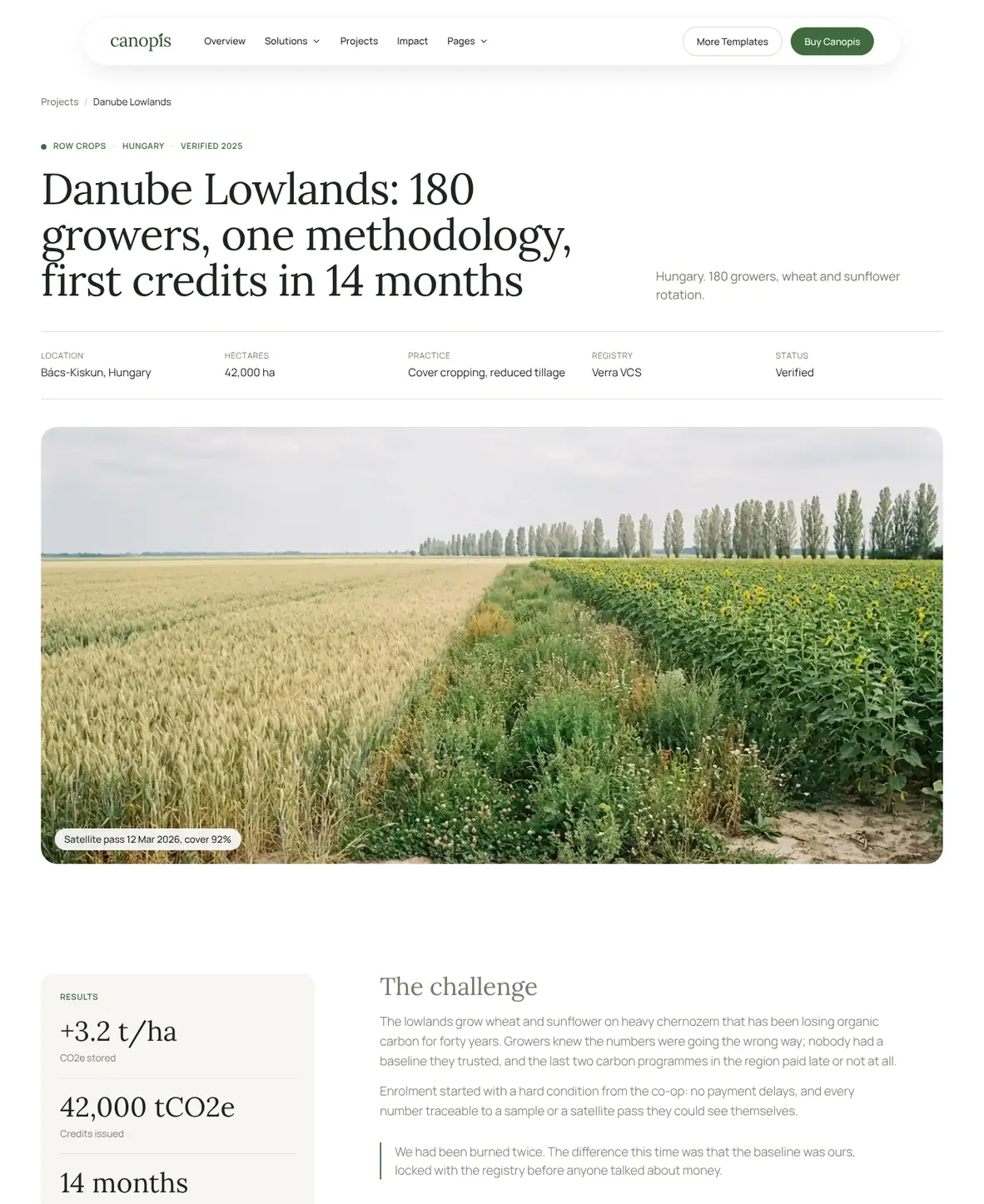Canopis Webflow template, Project detail page