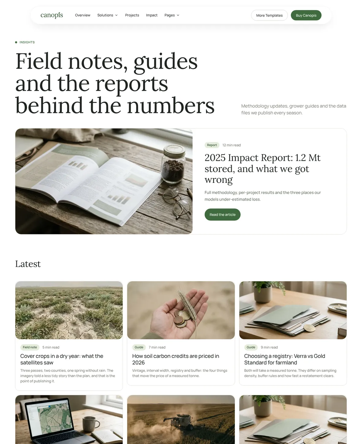 Canopis Webflow template, Insights page