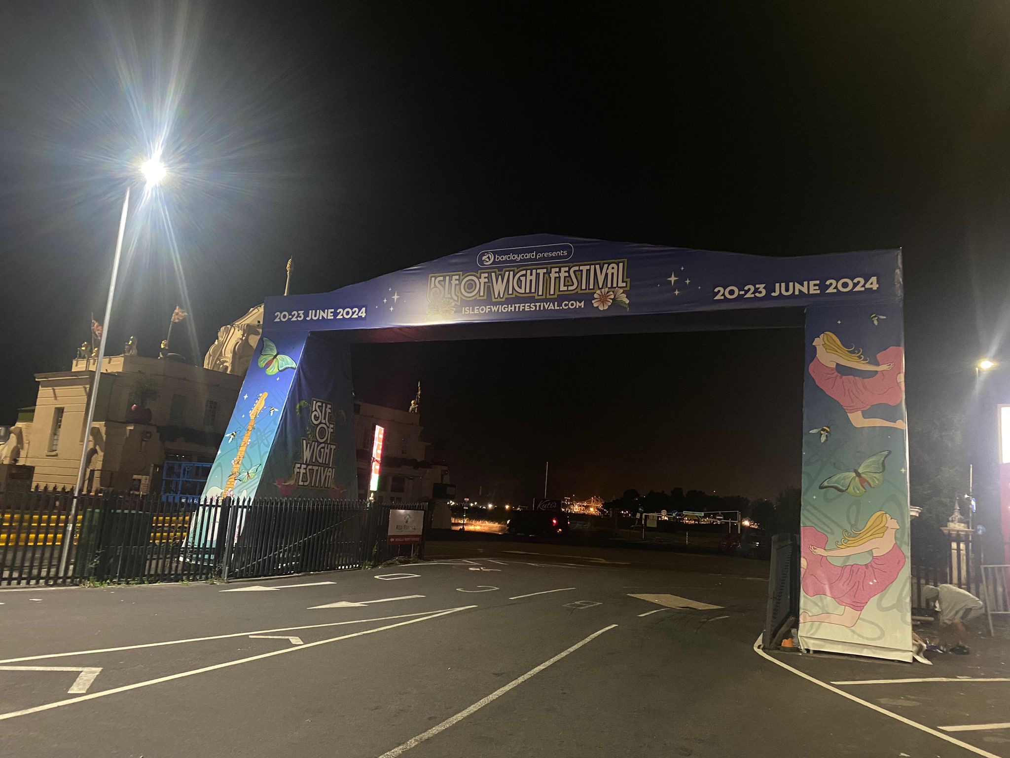 Isle of Wight Festival 2024 printed gateway at night