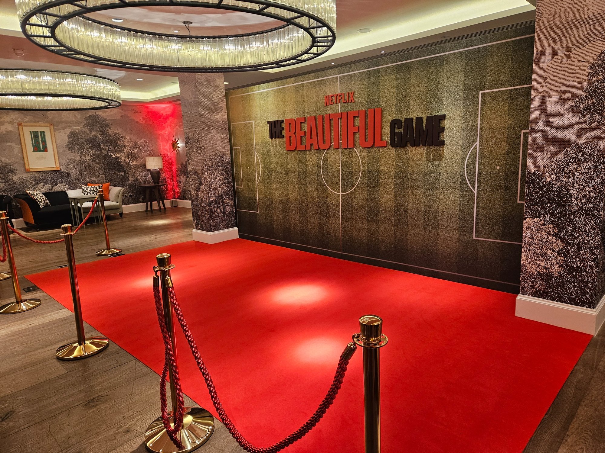 Netflix THE BEAUTIFUL GAME football-themed event photo backdrop