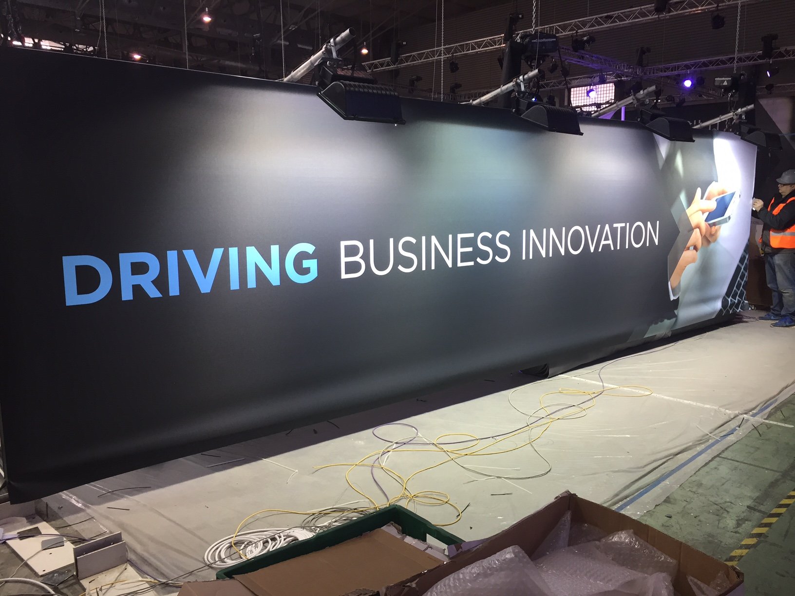 Large-format fabric wall graphics produced for the AirWatch exhibition stand