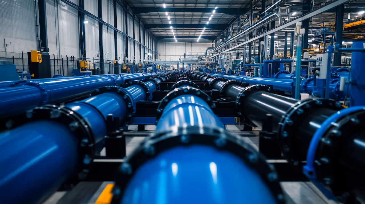 Tubes industriels bleus en PEHD recyclé