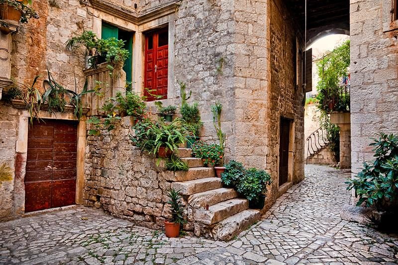 Stone lanes of Trogir old town, Croatia