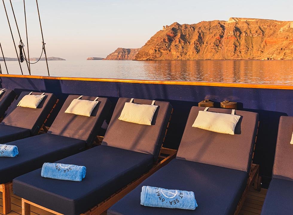 Sun loungers on the deck of M/S Galileo