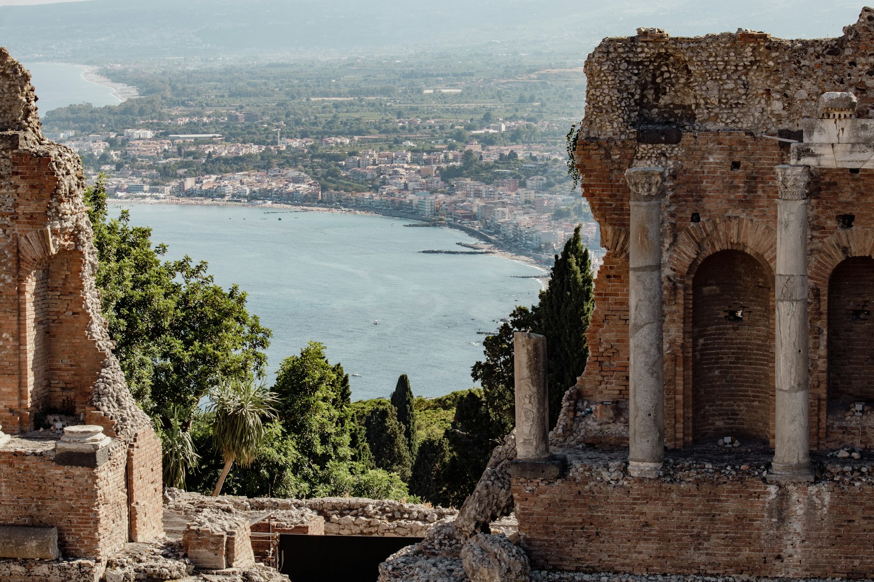 The Greek theatre at Taormina above the coast
