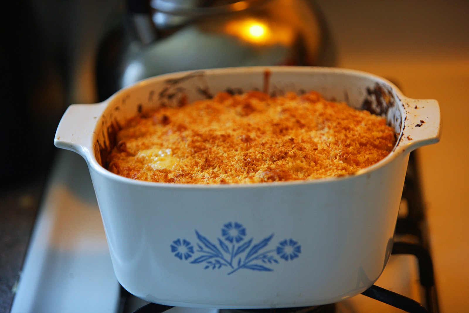 Cheesy baked rice casserole in a dish