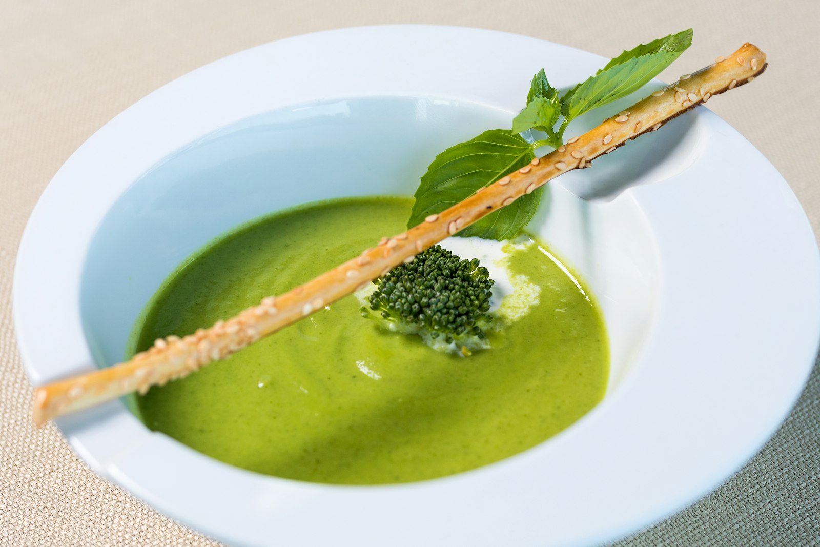 Bowl of green vegetable soup