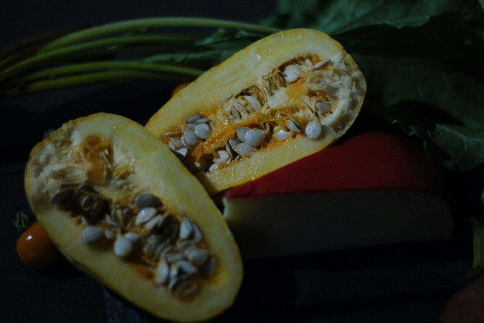 Halved acorn squash, roasted and stuffed