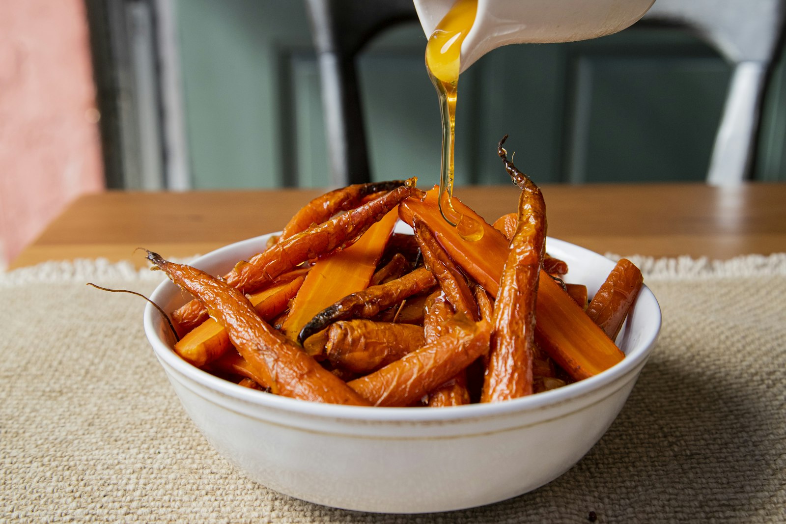 Bowl of roasted carrots