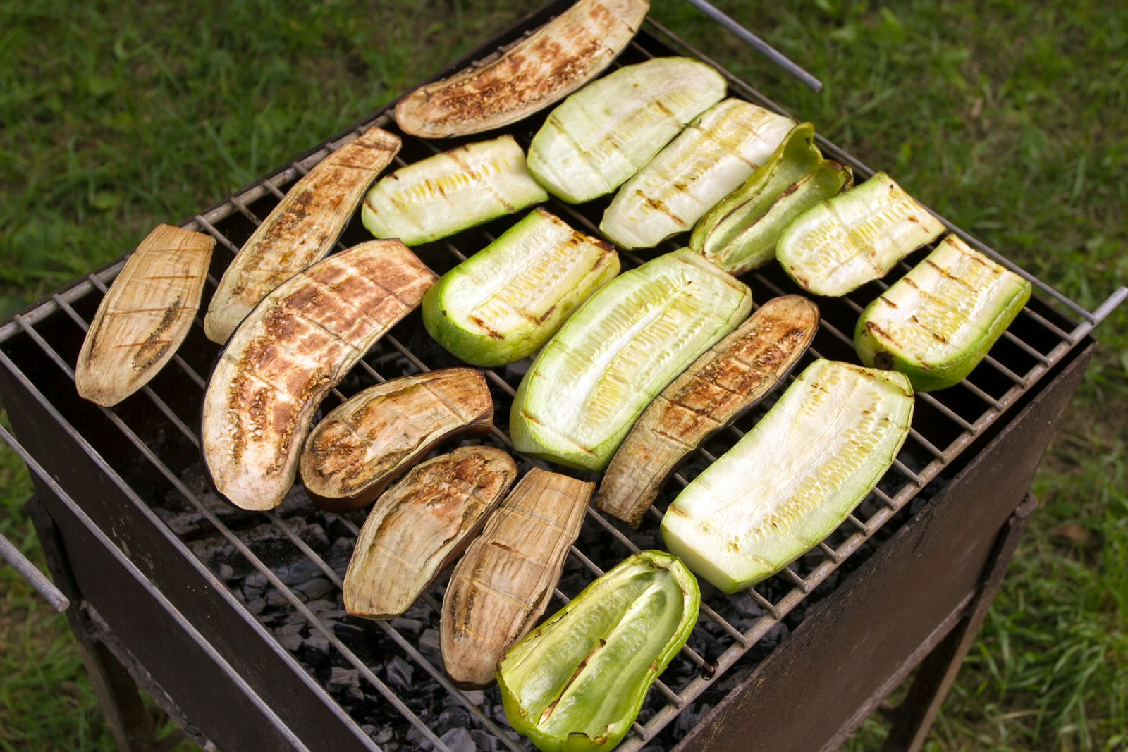Zucchini on a hot grill