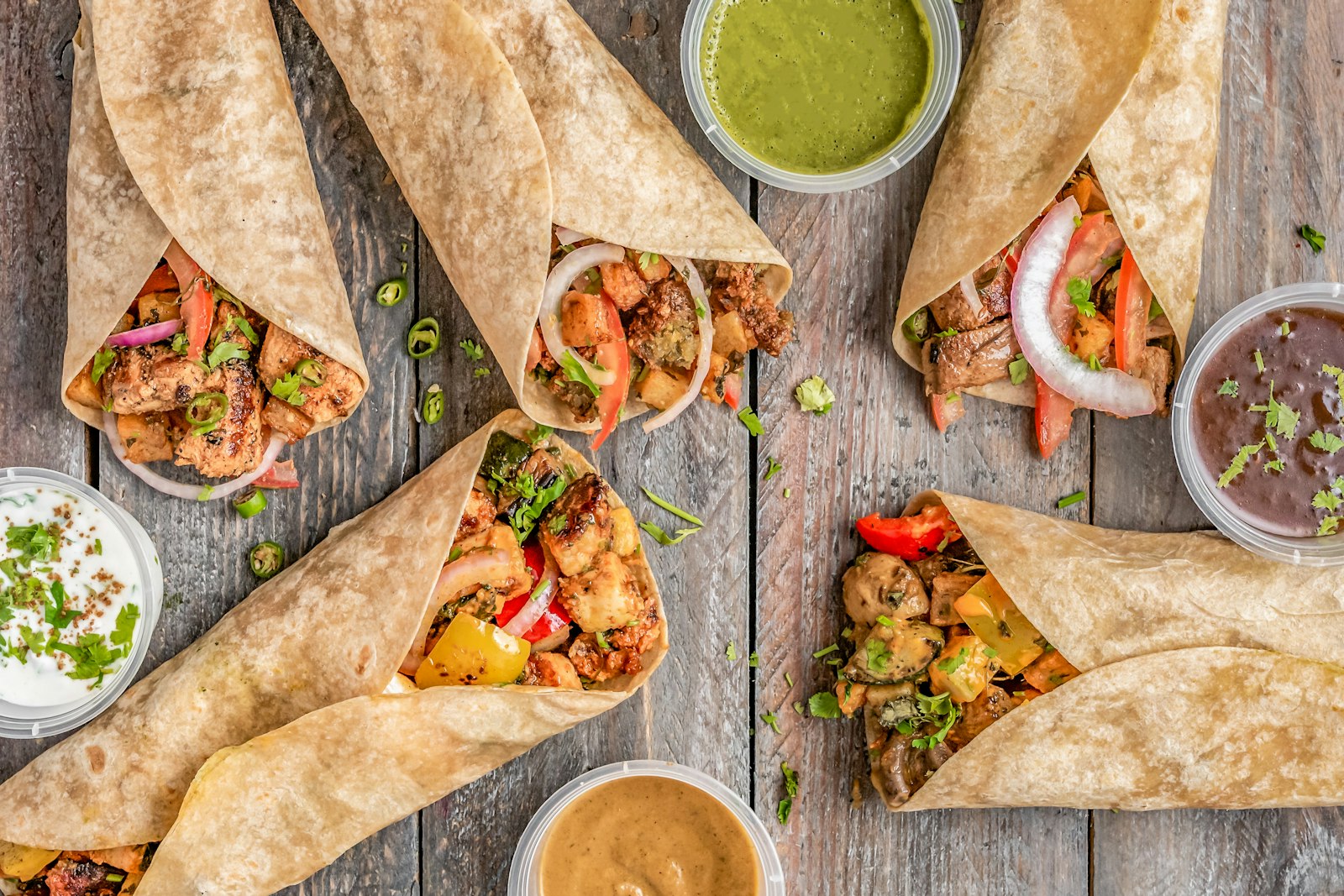 Veggie wraps cut in half