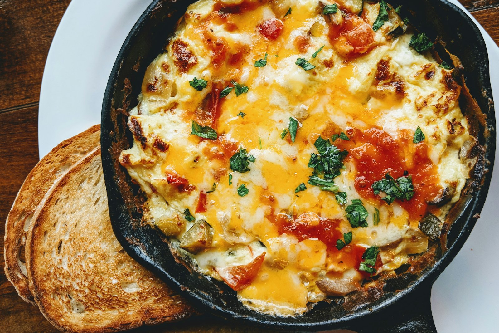 Frittata in a cast-iron skillet