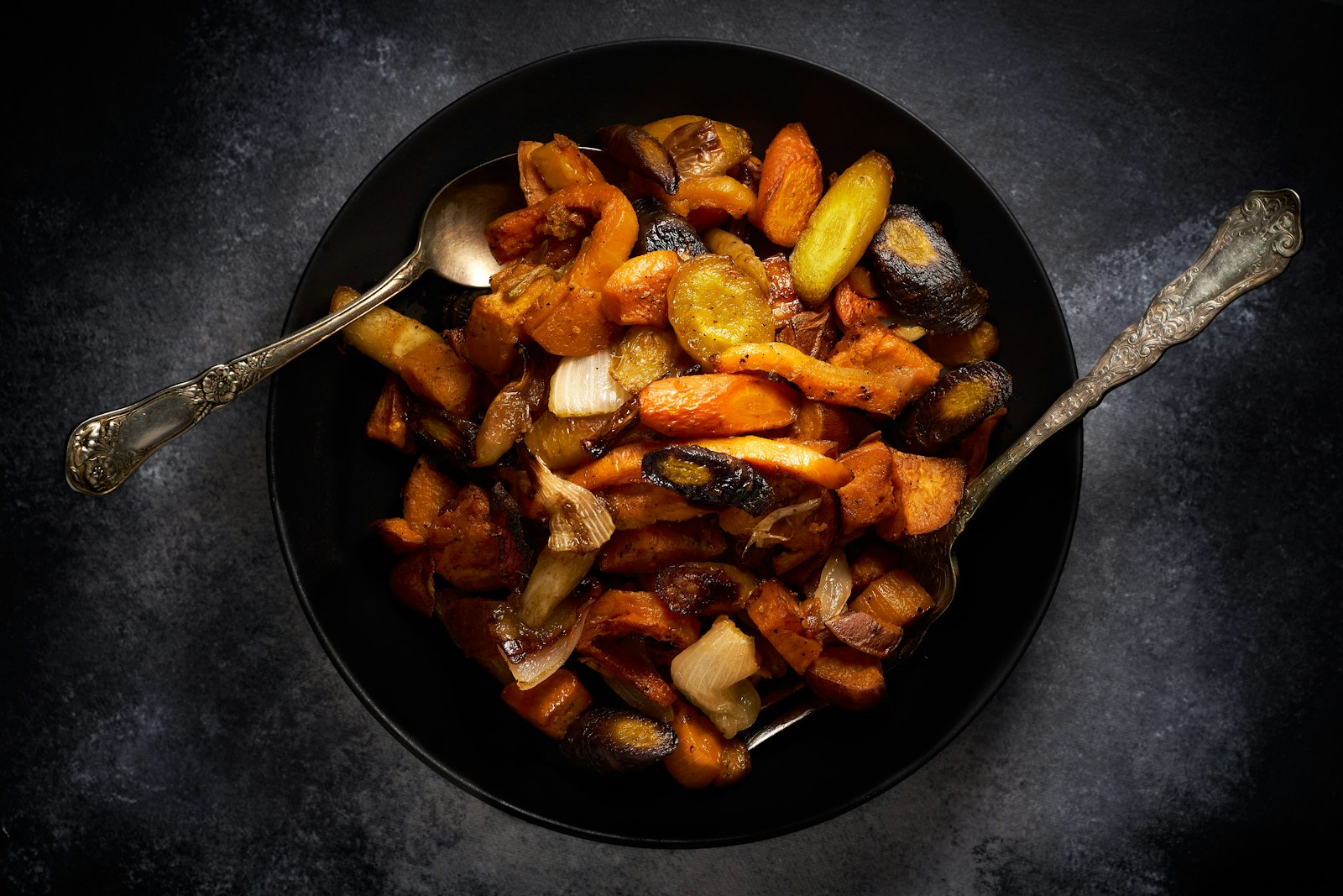 Roasted carrots in a skillet