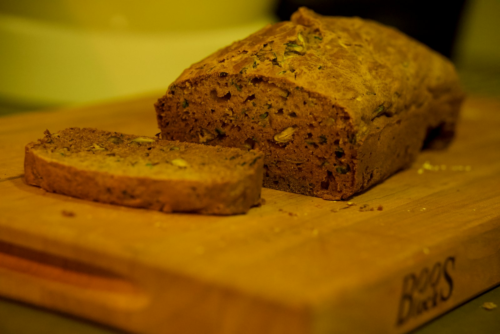 Sliced zucchini bread